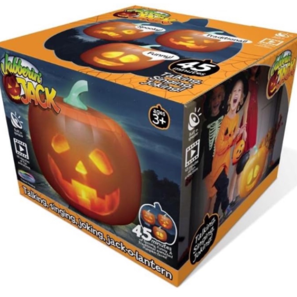 HALLOWEEN Animated Jack-O-Lantern TALKING SINGING JOKING Pumpkin 3 Faces NEW